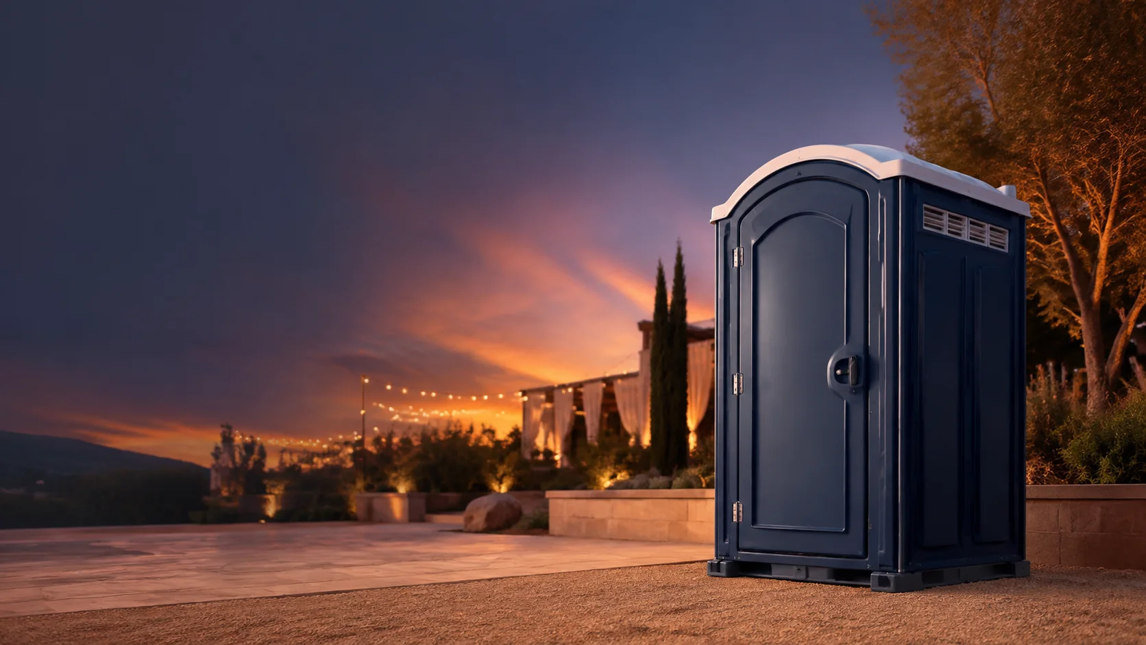 Portable restroom shown for rental planning in Syracuse, UT